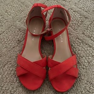Kelly and Kate suede ankle strap orange sandals